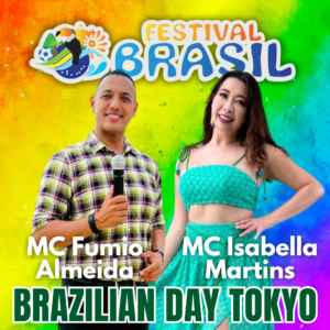 Apresentadores Isabella Martins e Fumio Almeida