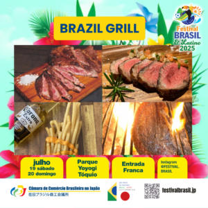 Muita carne grelhada no food truck do Brazil Grill no Festival Brasil & Latino